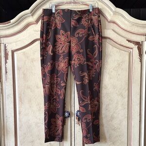 Chico's Brown Dress Pants with Red Floral Print size 1.5 (10)